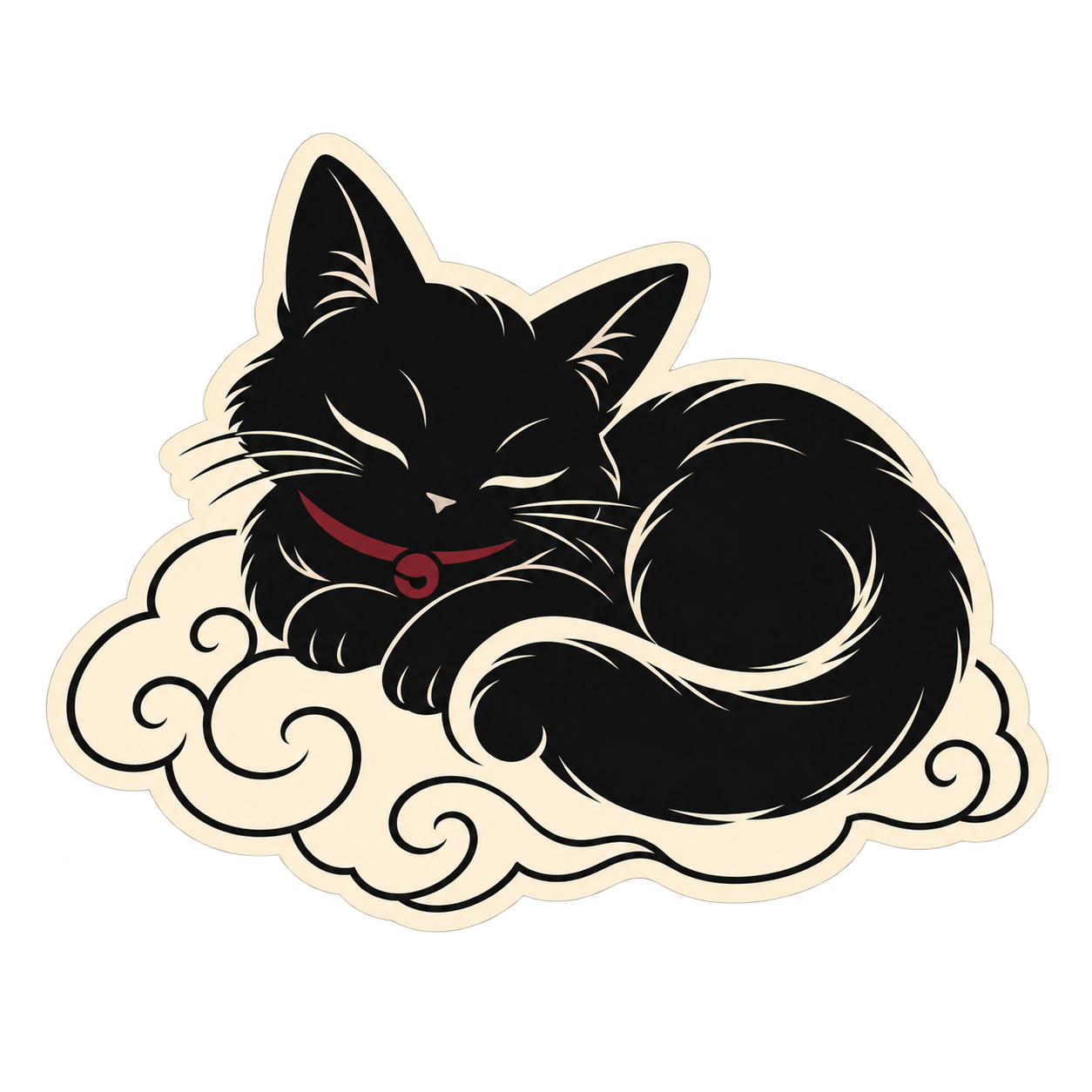 Kuro Cat asleep on a cloud